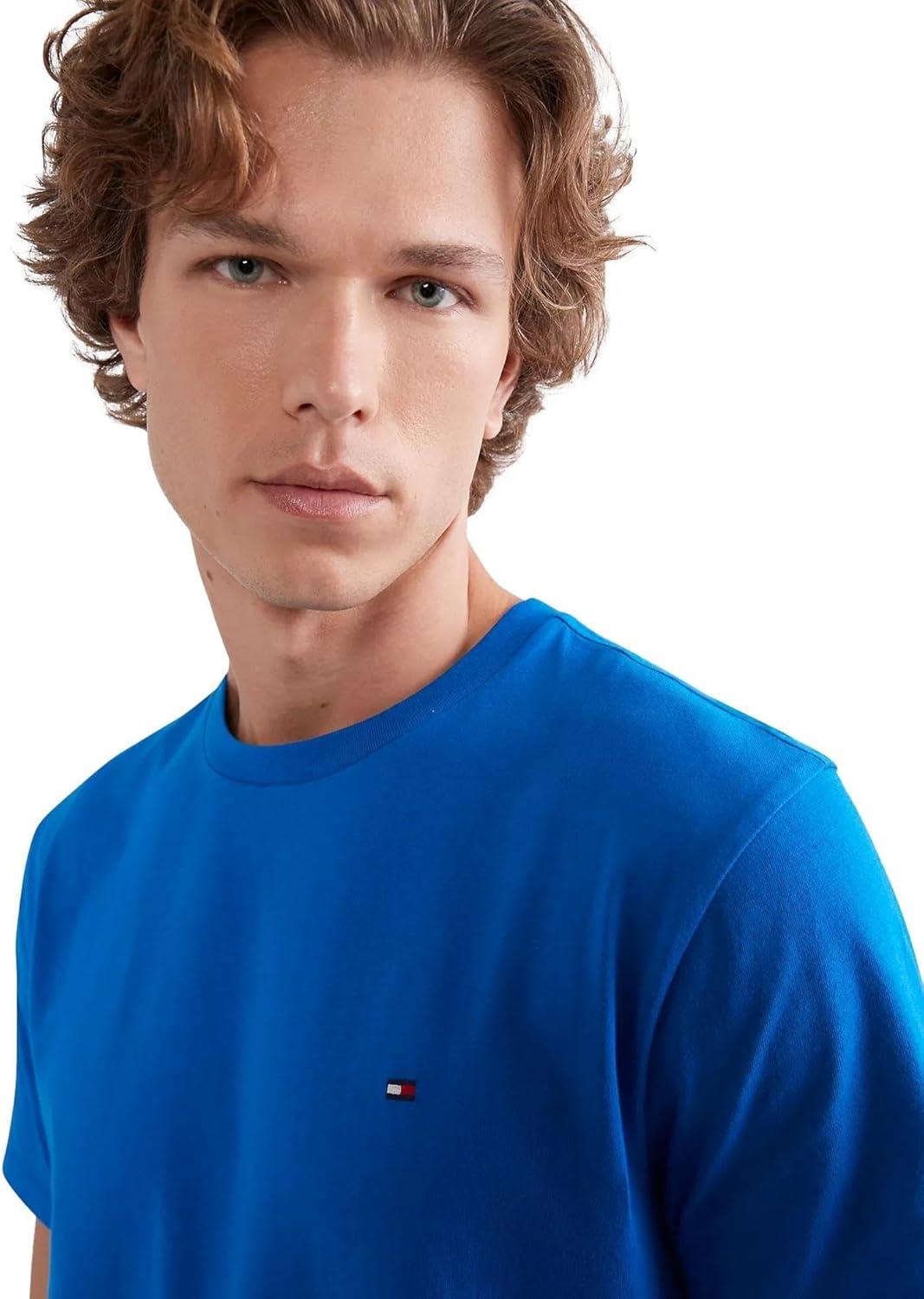 imageTommy Hilfiger TShirt Mens Crew Neck Tee Classic Fit Short Sleeve Solid ShirtBio Blue
