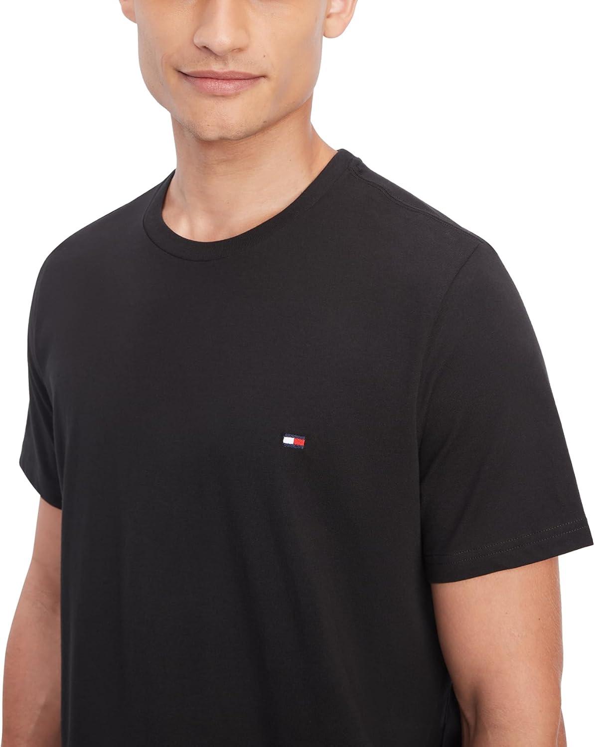 imageTommy Hilfiger TShirt Mens Crew Neck Tee Classic Fit Short Sleeve Solid ShirtBlack