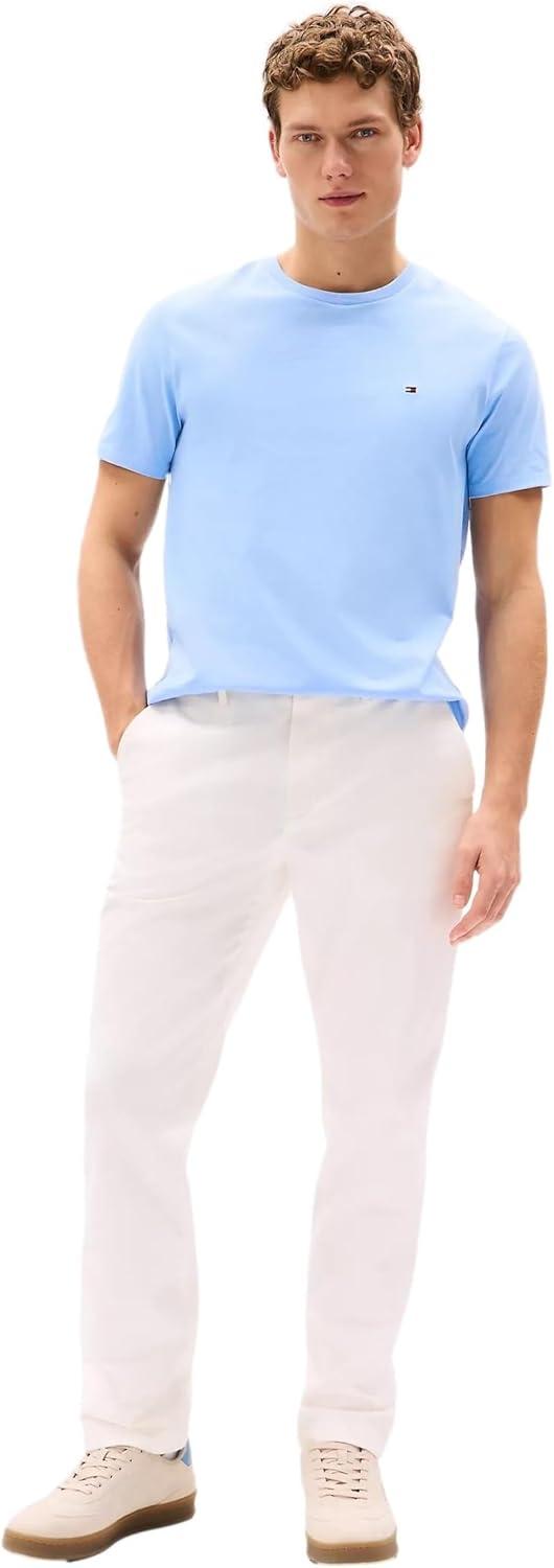 imageTommy Hilfiger TShirt Mens Crew Neck Tee Classic Fit Short Sleeve Solid ShirtBreezy Blue