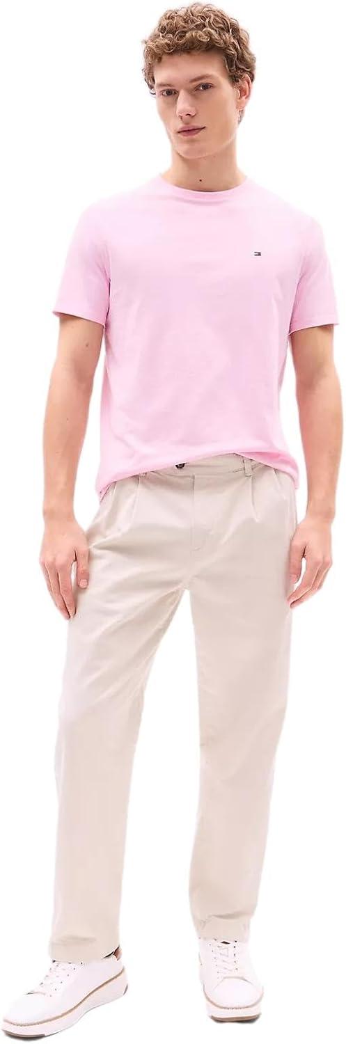 imageTommy Hilfiger TShirt Mens Crew Neck Tee Classic Fit Short Sleeve Solid ShirtClassic Pink
