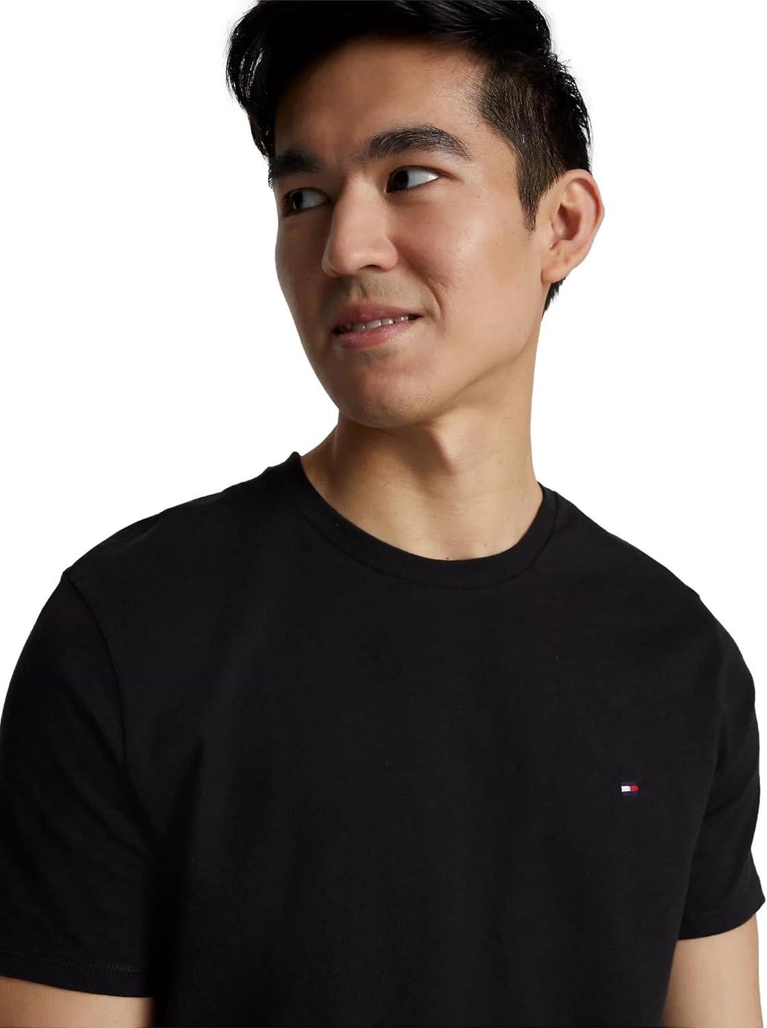 imageTommy Hilfiger TShirt Mens Crew Neck Tee Classic Fit Short Sleeve Solid ShirtDark Sable Black