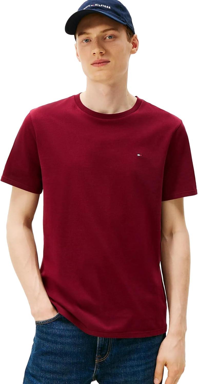 imageTommy Hilfiger TShirt Mens Crew Neck Tee Classic Fit Short Sleeve Solid ShirtDeep Rouge 601