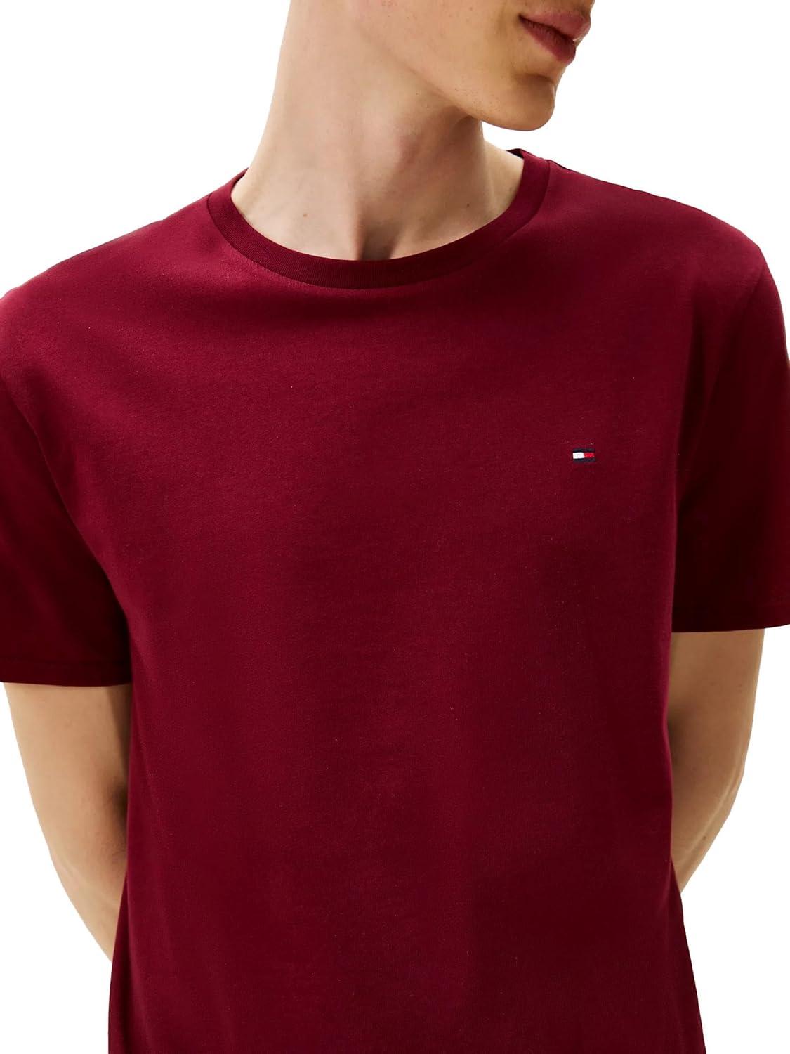 imageTommy Hilfiger TShirt Mens Crew Neck Tee Classic Fit Short Sleeve Solid ShirtDeep Rouge 601