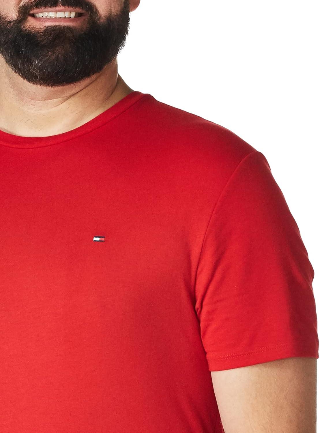 imageTommy Hilfiger TShirt Mens Crew Neck Tee Classic Fit Short Sleeve Solid ShirtFiery Red