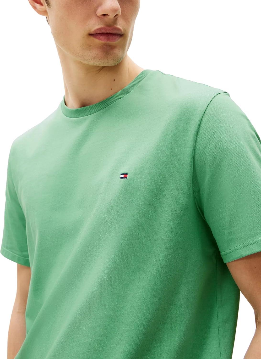 imageTommy Hilfiger TShirt Mens Crew Neck Tee Classic Fit Short Sleeve Solid ShirtFrosted Evergreen