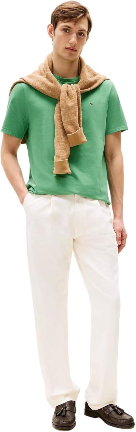 imageTommy Hilfiger TShirt Mens Crew Neck Tee Classic Fit Short Sleeve Solid ShirtFrosted Evergreen