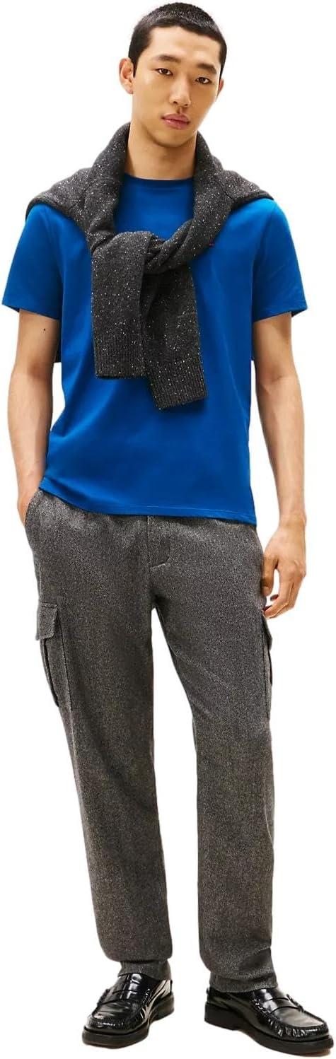 imageTommy Hilfiger TShirt Mens Crew Neck Tee Classic Fit Short Sleeve Solid ShirtKettle Blue