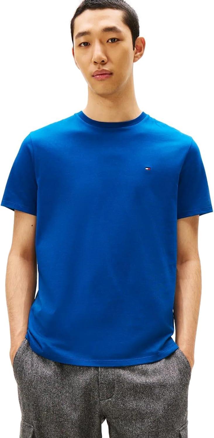 imageTommy Hilfiger TShirt Mens Crew Neck Tee Classic Fit Short Sleeve Solid ShirtKettle Blue