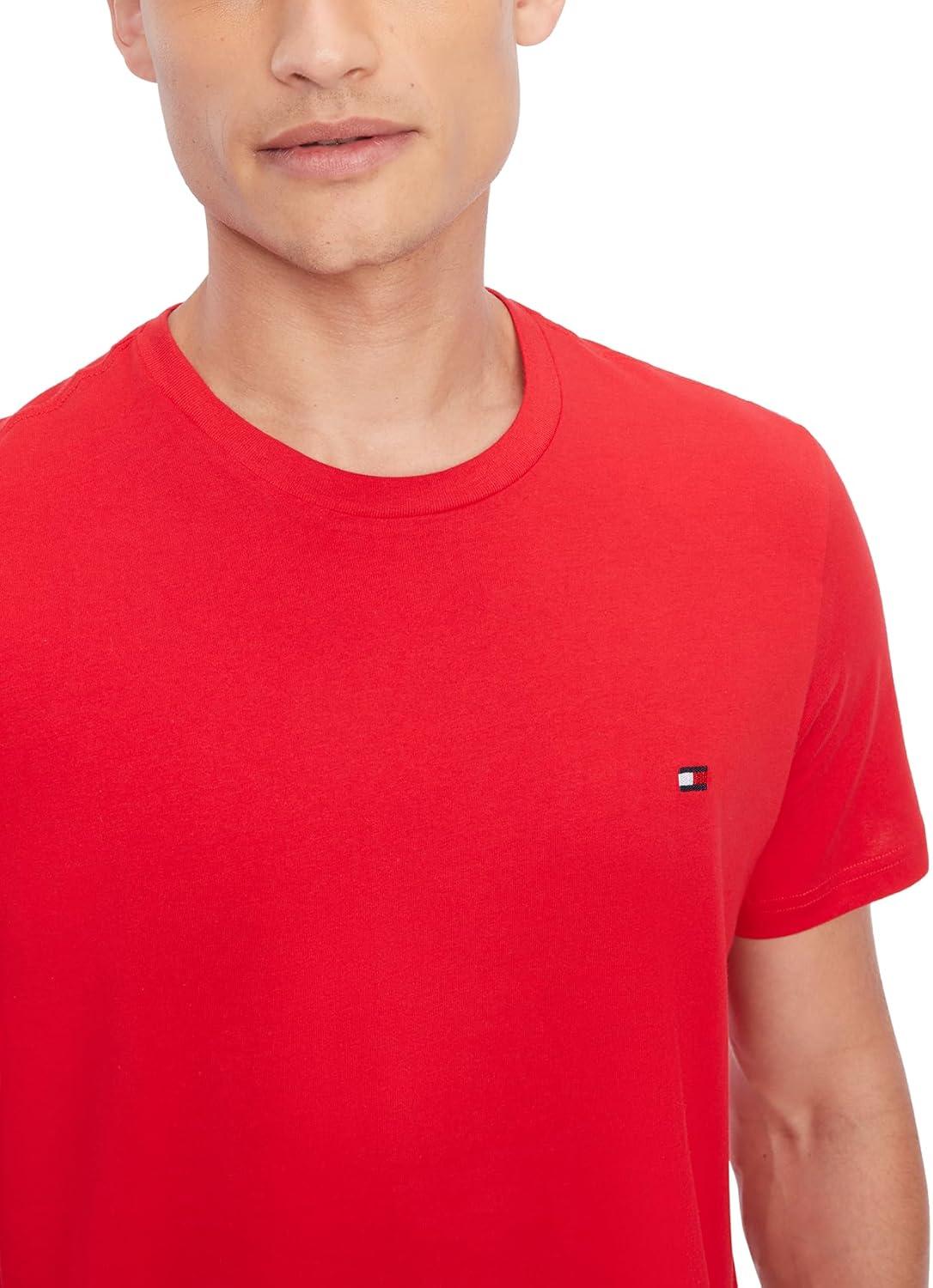 imageTommy Hilfiger TShirt Mens Crew Neck Tee Classic Fit Short Sleeve Solid ShirtMahogany