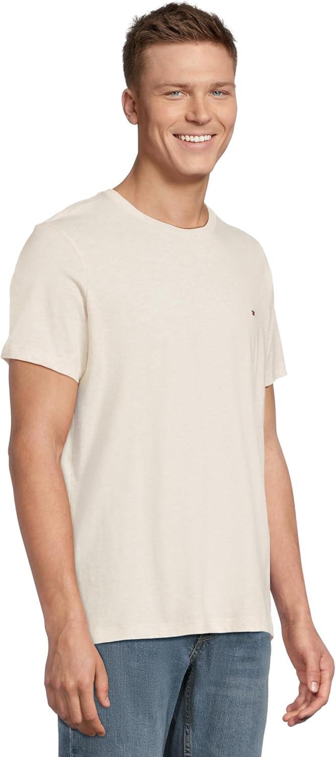 imageTommy Hilfiger TShirt Mens Crew Neck Tee Classic Fit Short Sleeve Solid ShirtOatmeal Heather