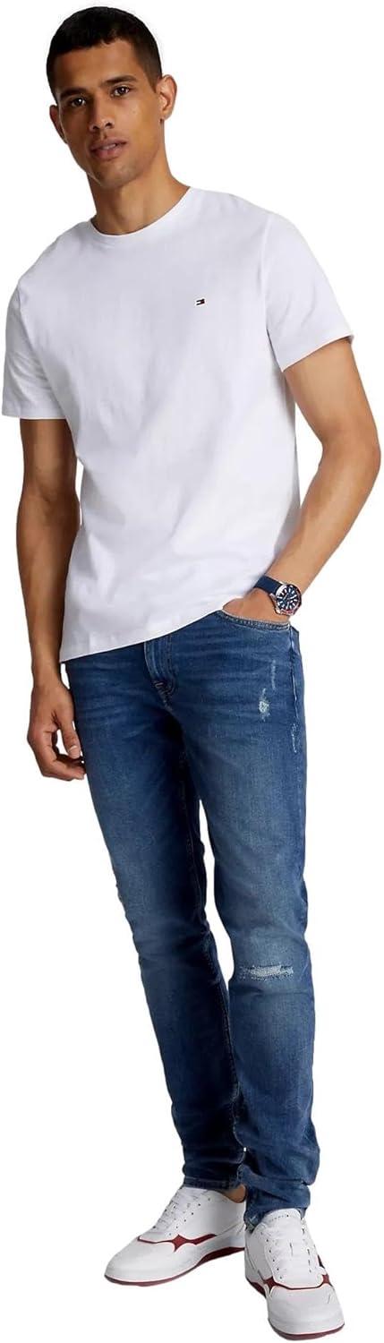imageTommy Hilfiger TShirt Mens Crew Neck Tee Classic Fit Short Sleeve Solid ShirtOptic White