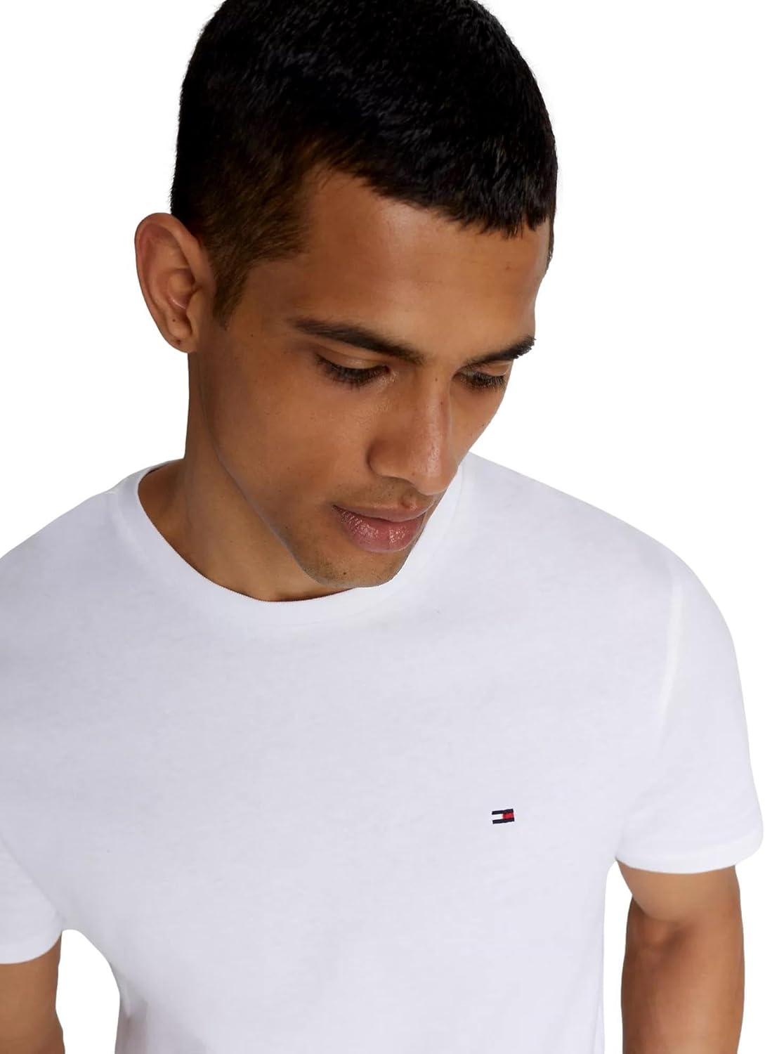 imageTommy Hilfiger TShirt Mens Crew Neck Tee Classic Fit Short Sleeve Solid ShirtOptic White