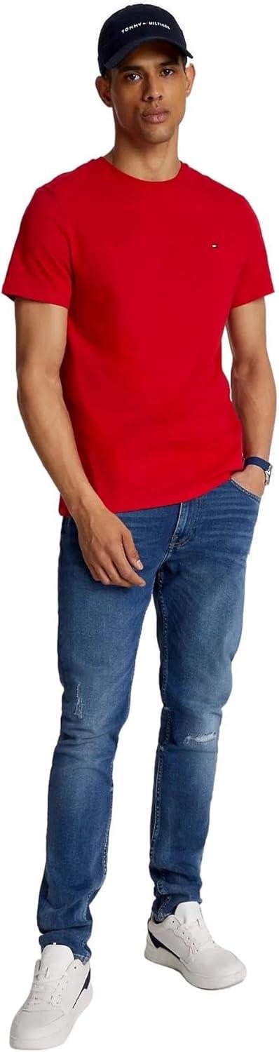 imageTommy Hilfiger TShirt Mens Crew Neck Tee Classic Fit Short Sleeve Solid ShirtRed