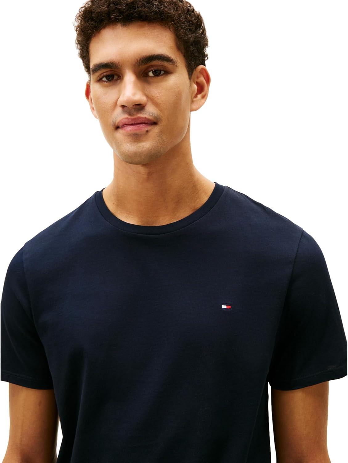 imageTommy Hilfiger TShirt Mens Crew Neck Tee Classic Fit Short Sleeve Solid ShirtSky Captain