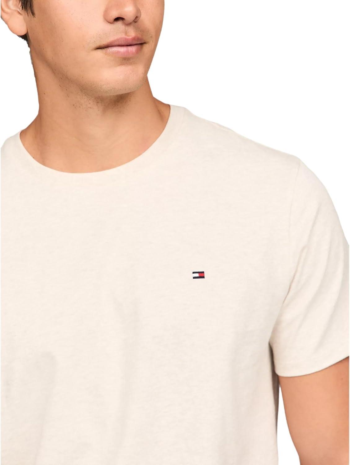 imageTommy Hilfiger TShirt Mens Crew Neck Tee Classic Fit Short Sleeve Solid ShirtThe Beige Heather