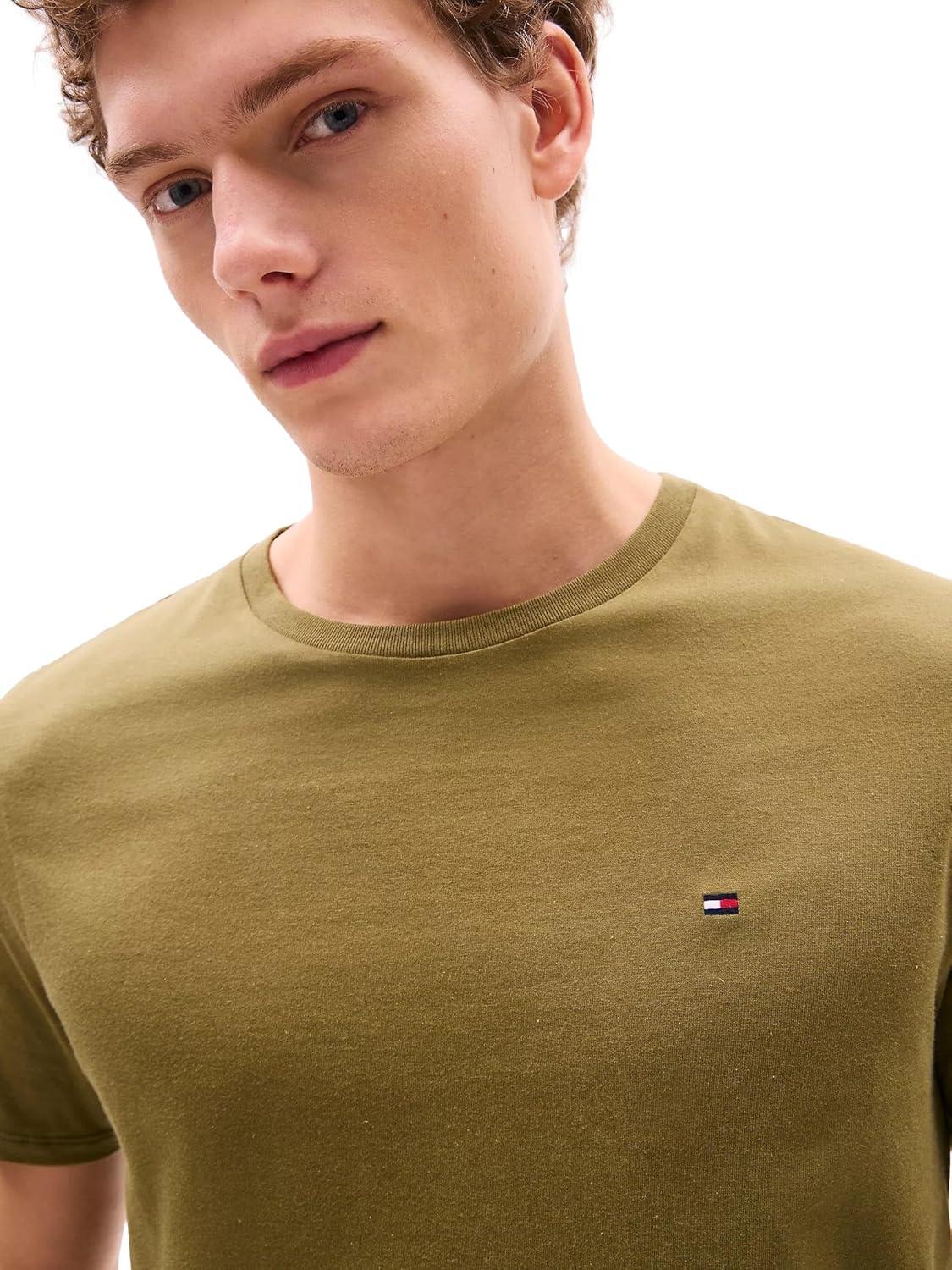 imageTommy Hilfiger TShirt Mens Crew Neck Tee Classic Fit Short Sleeve Solid ShirtUniform Olive