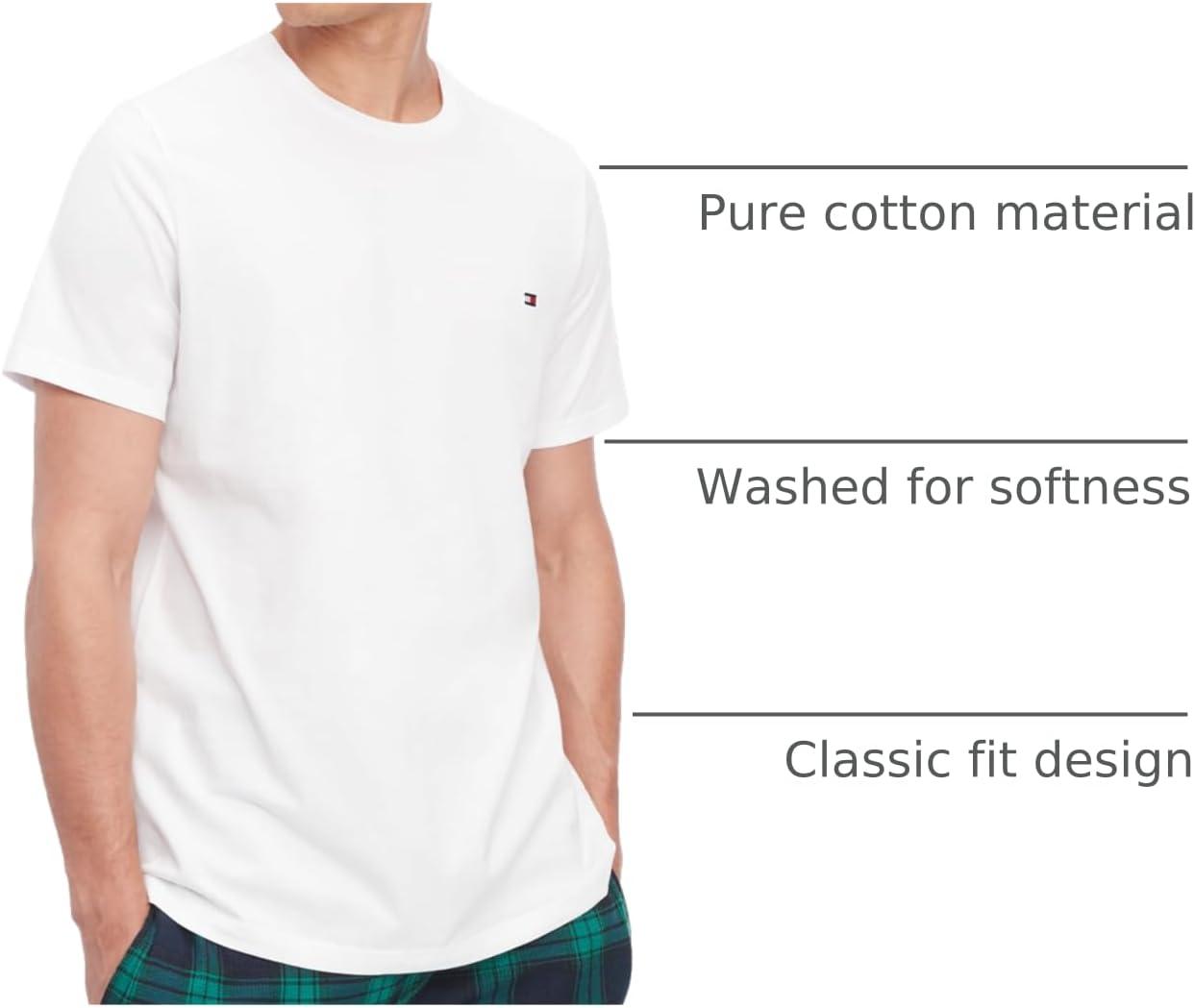 imageTommy Hilfiger TShirt Mens Crew Neck Tee Classic Fit Short Sleeve Solid ShirtWhite