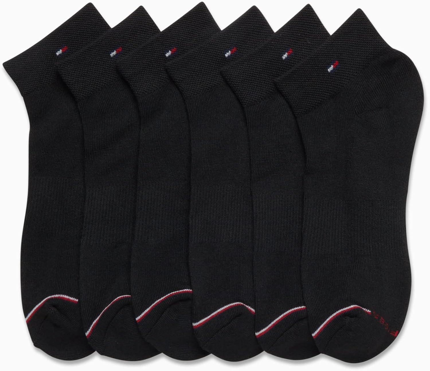 imageTommy Hilfiger Womens 6 Pack Flag Sport Cushion Short Crew SocksBlack Flag