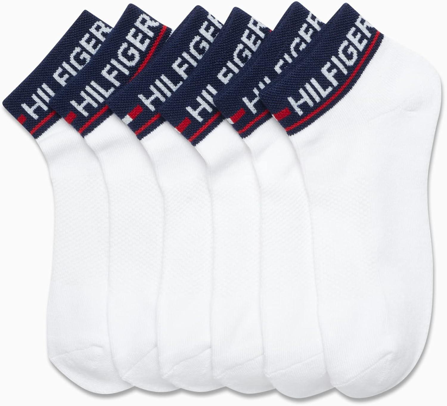 imageTommy Hilfiger Womens 6 Pack Flag Sport Cushion Short Crew SocksNavy Logo