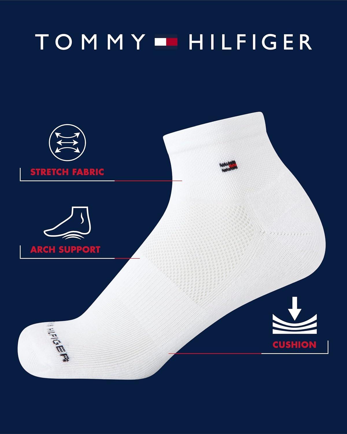 imageTommy Hilfiger Womens 6 Pack Flag Sport Cushion Short Crew SocksNavy Logo