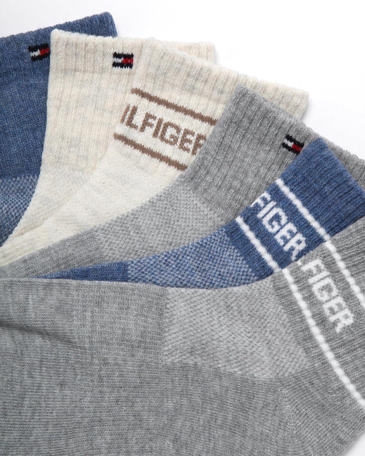 imageTommy Hilfiger Womens 6 Pack Flag Sport Cushion Short Crew SocksOatmeal Heather
