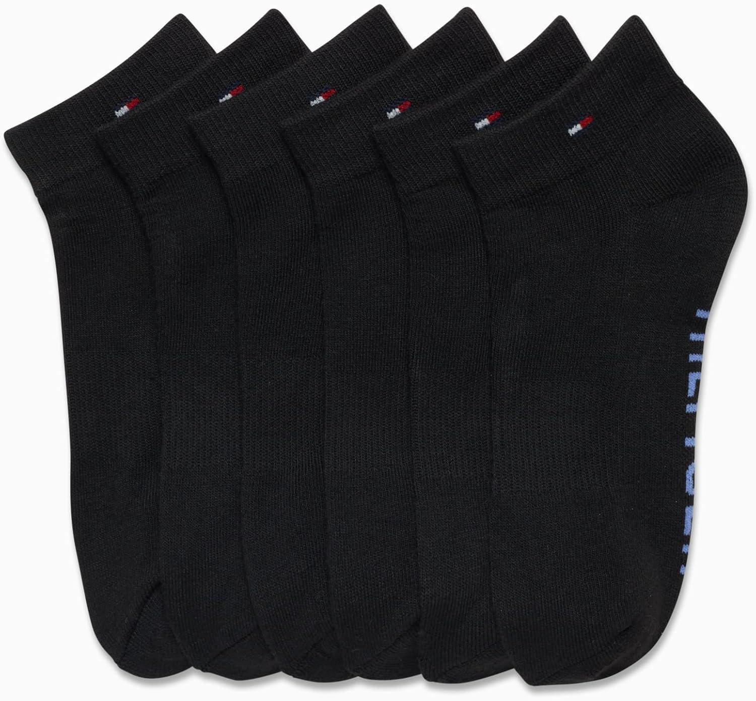 imageTommy Hilfiger Womens 6 Pack Flag Sport Cushion Short Crew SocksPure Black