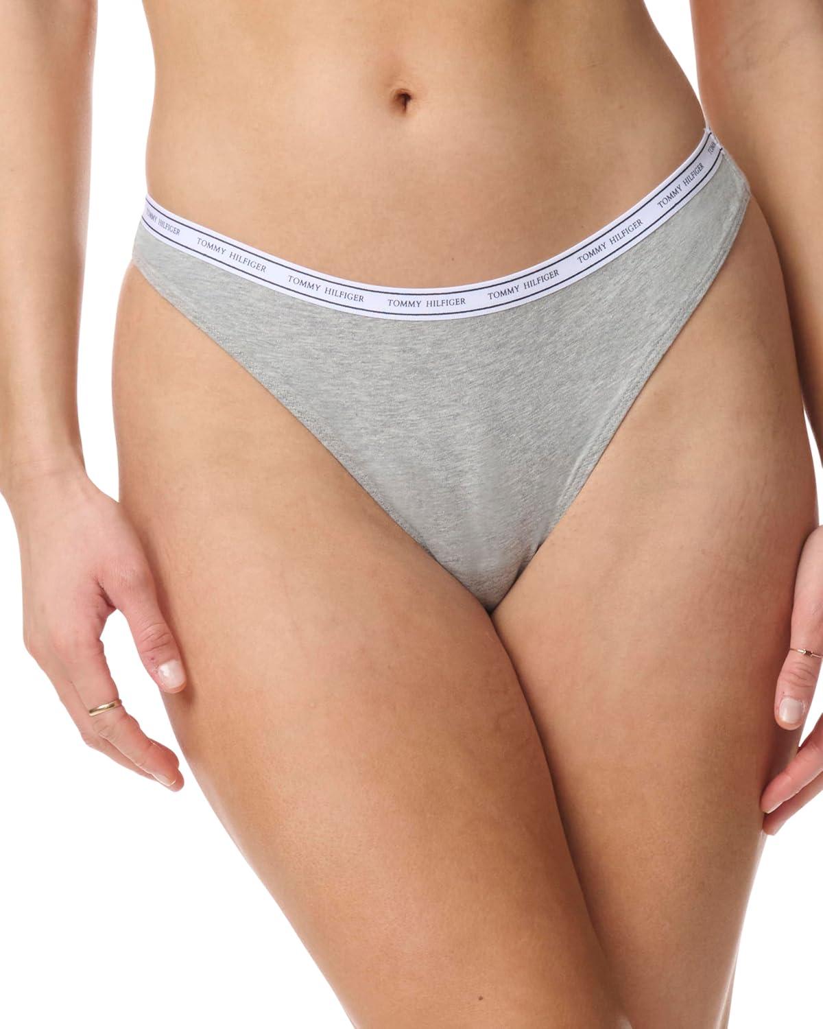 imageTommy Hilfiger Womens Cotton Thong Underwear 6 PackHeather Grey Navy Red Grey Black Red