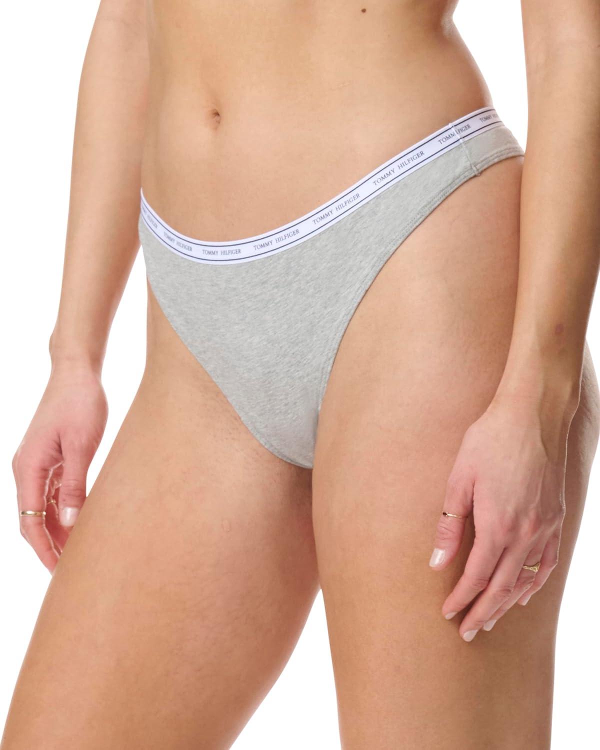 imageTommy Hilfiger Womens Cotton Thong Underwear 6 PackHeather Grey Navy Red Grey Black Red