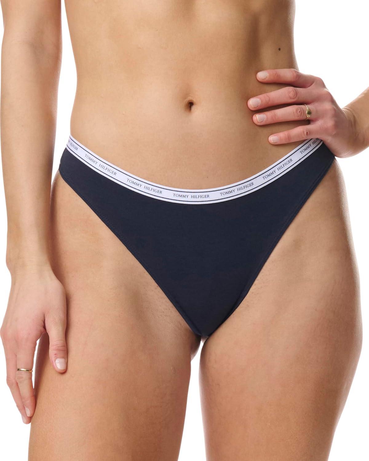 imageTommy Hilfiger Womens Cotton Thong Underwear 6 PackNavy Red Grey Black Grey Navy