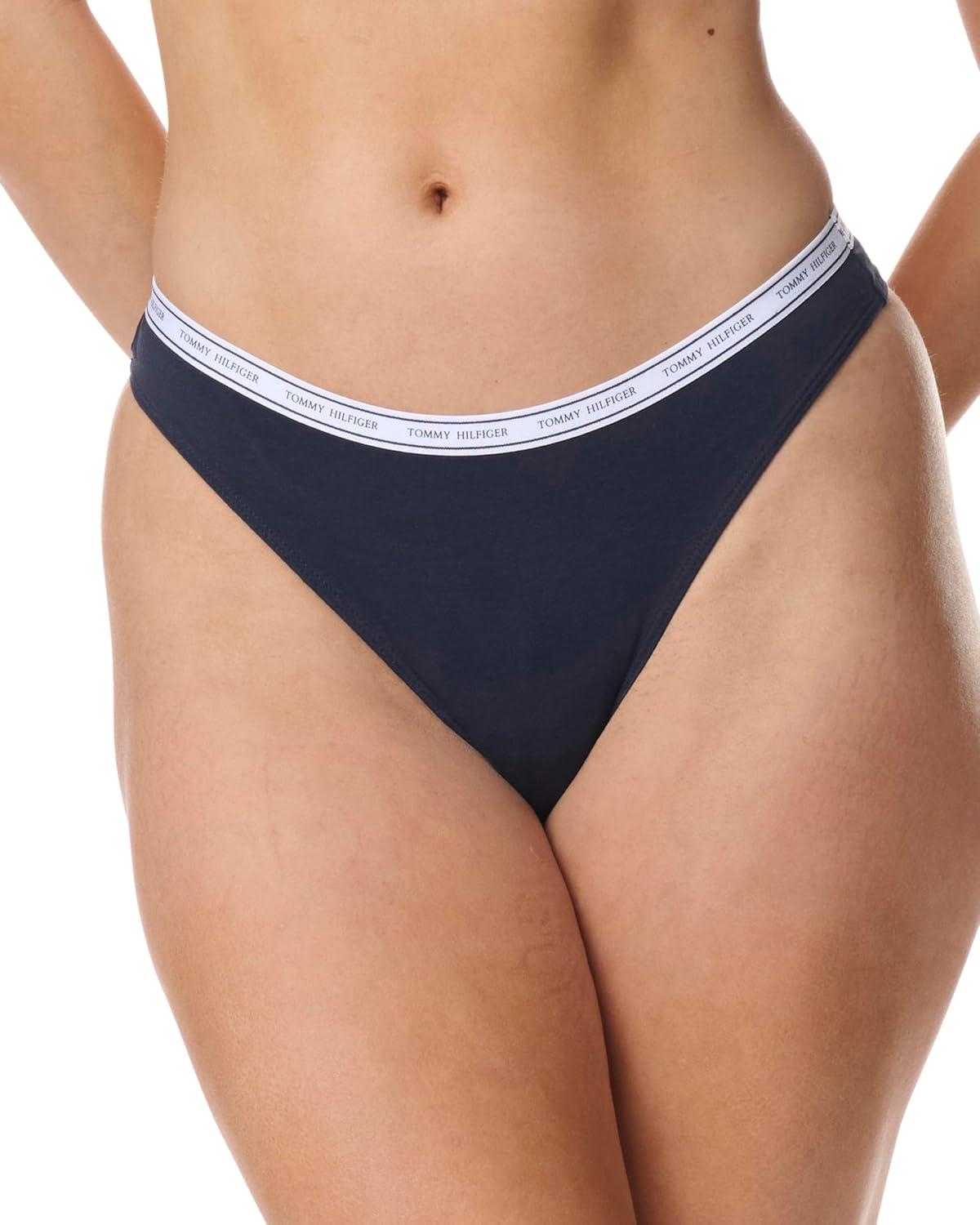 imageTommy Hilfiger Womens Cotton Thong Underwear 6 PackNavy Red Grey Black Grey Navy