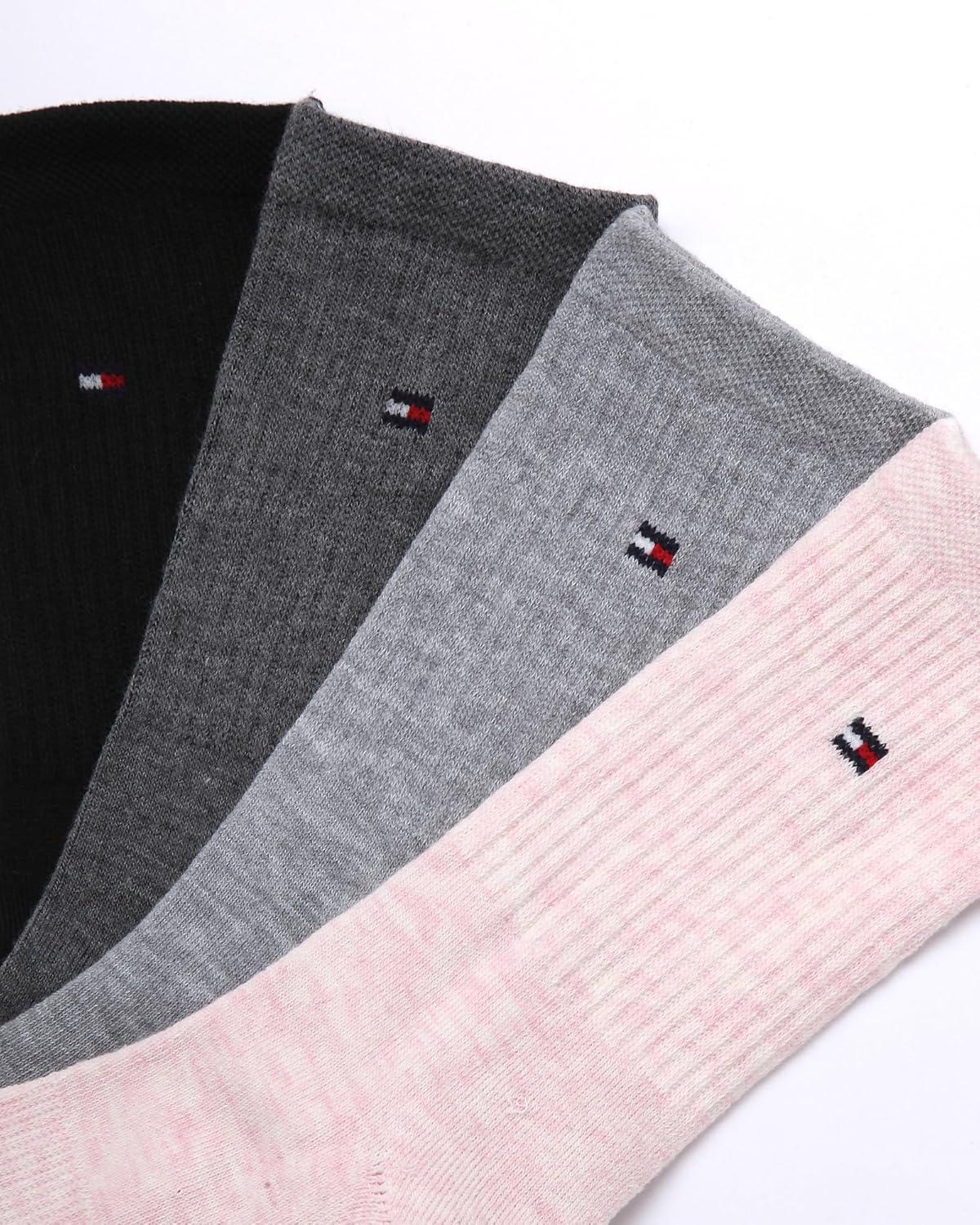 imageTommy Hilfiger Womens Crew Socks 4 Pack Moisture Wicking Breathable Athletic Casual Crew Socks for Women Sizes 410Rose Smoke Heather Assorted