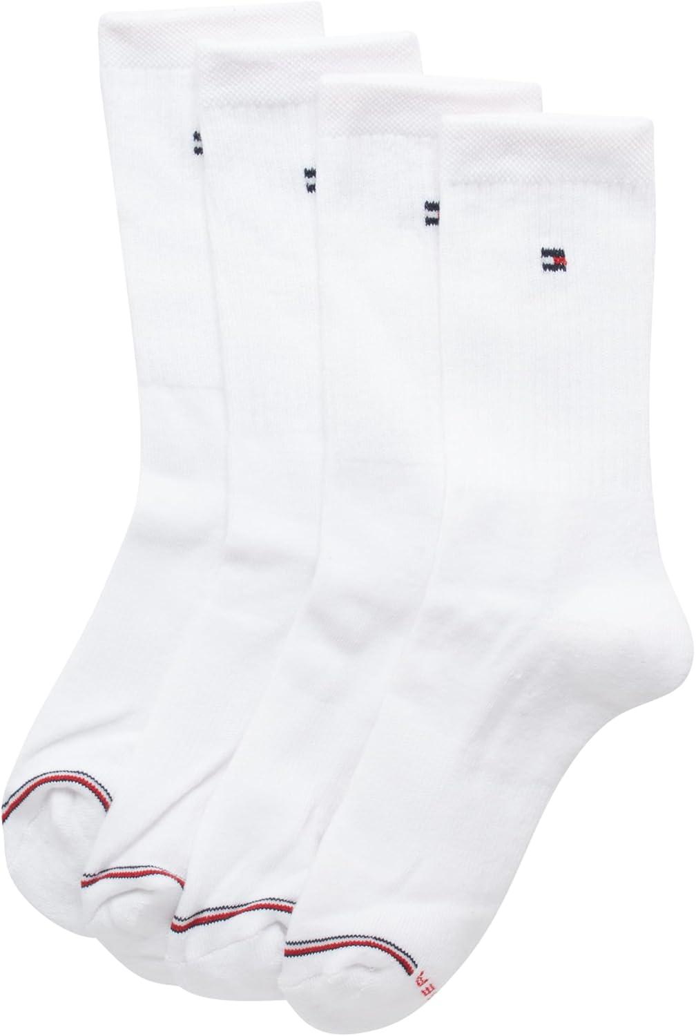 imageTommy Hilfiger Womens Crew Socks 4 Pack Moisture Wicking Breathable Athletic Casual Crew Socks for Women Sizes 410White Logo