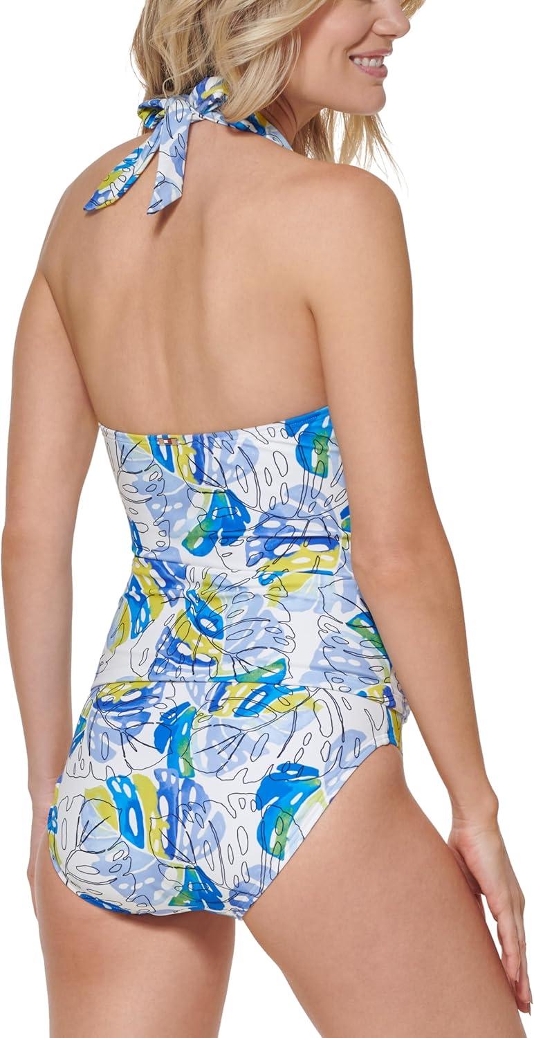 imageTommy Hilfiger Womens Halter Tankini TopBlue Tropical