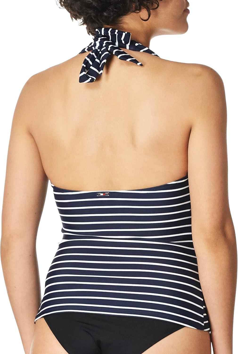 imageTommy Hilfiger Womens Halter Tankini TopSky Captain Stripe