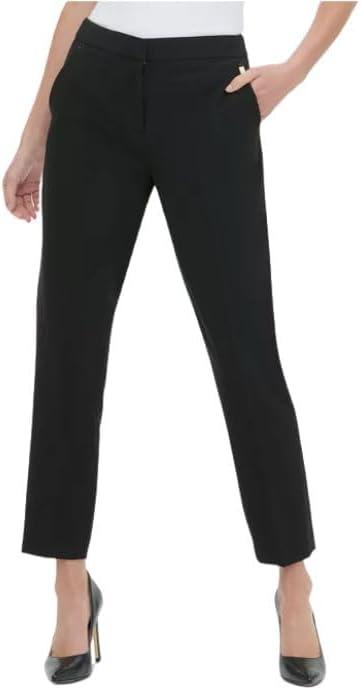 imageTommy Hilfiger Womens High Rise Houndstooth Ankle Casual Trouser PantsBlackBlack