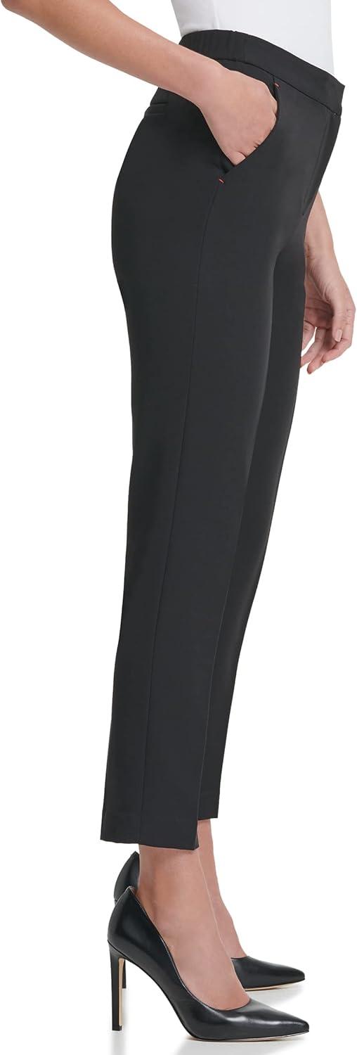 imageTommy Hilfiger Womens High Rise Houndstooth Ankle Casual Trouser PantsBlackBlack