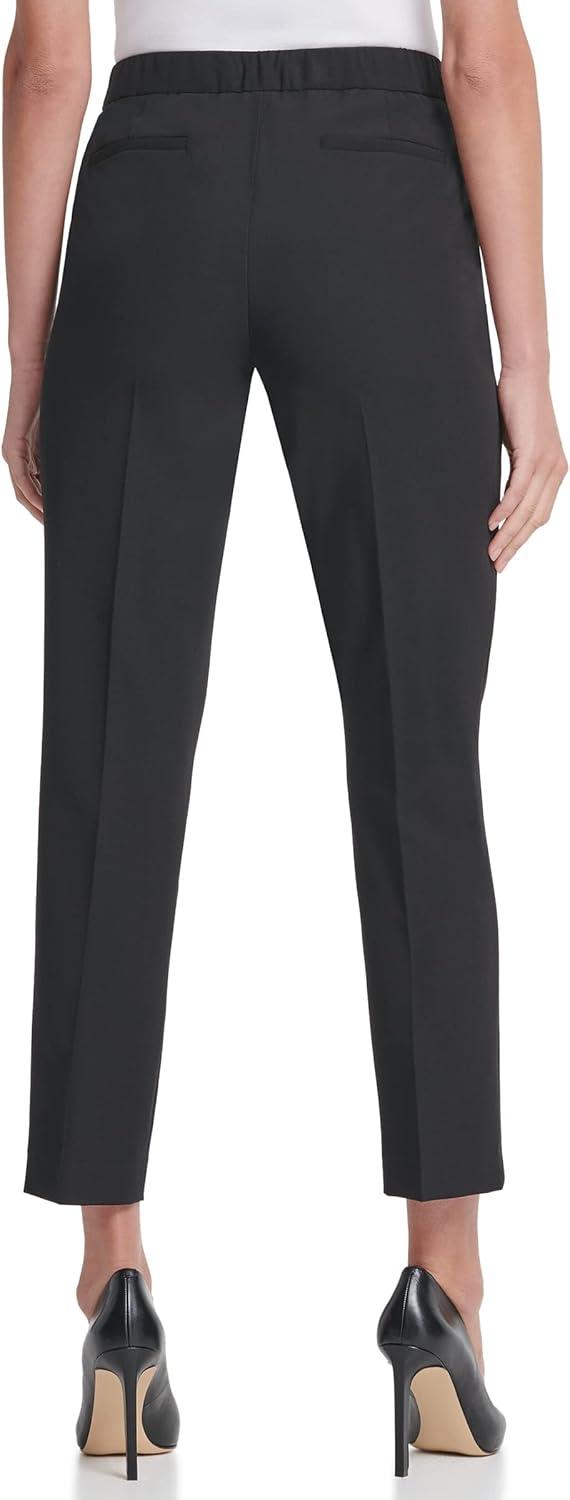 imageTommy Hilfiger Womens High Rise Houndstooth Ankle Casual Trouser PantsBlackBlack