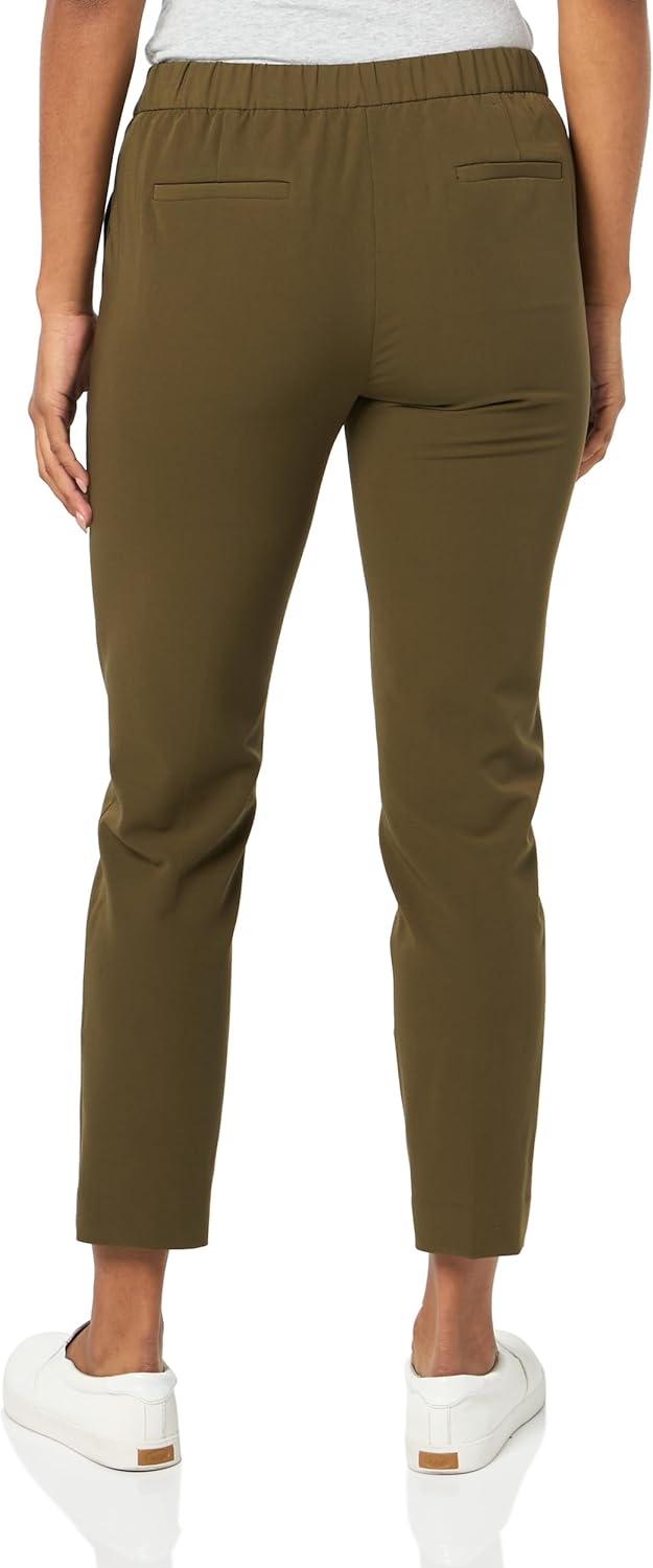 imageTommy Hilfiger Womens High Rise Houndstooth Ankle Casual Trouser PantsDark Olive