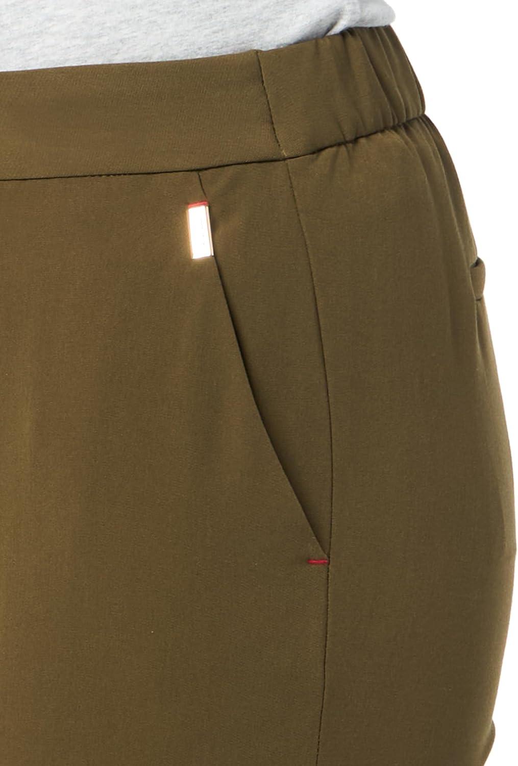 imageTommy Hilfiger Womens High Rise Houndstooth Ankle Casual Trouser PantsDark Olive