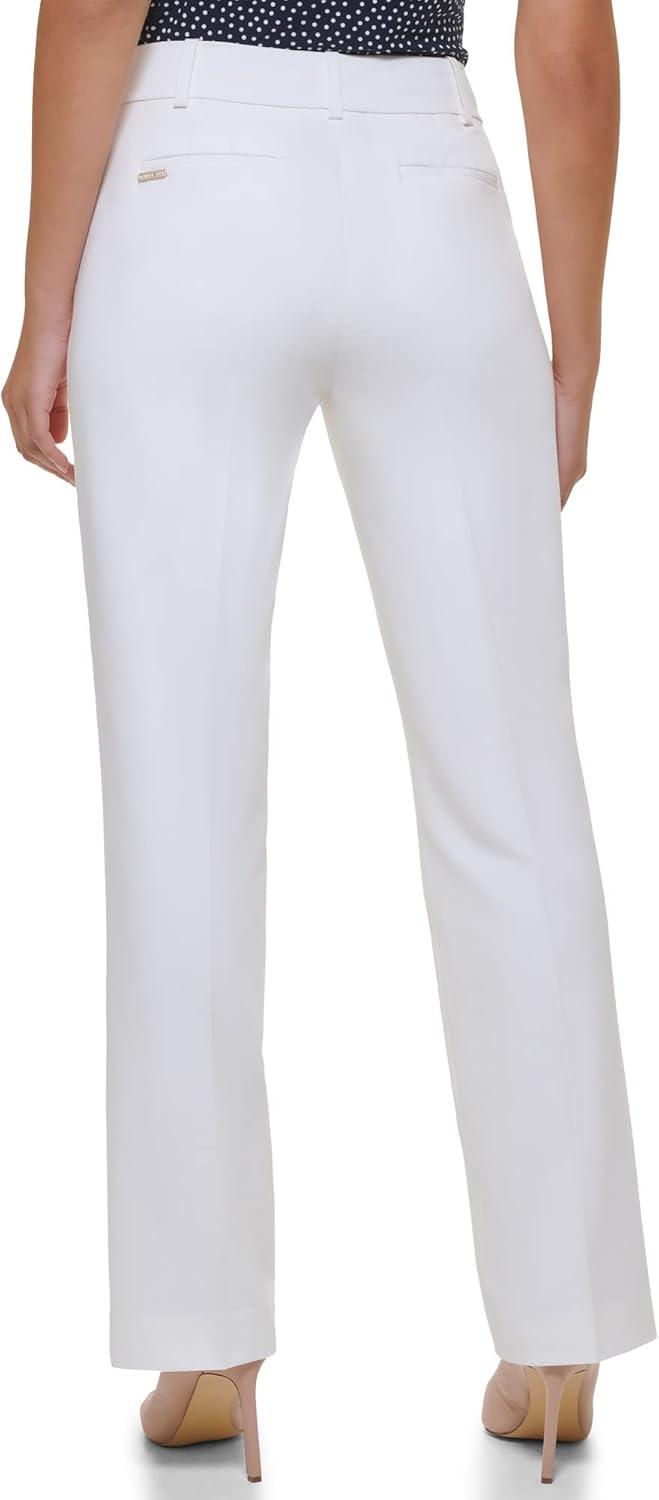 imageTommy Hilfiger Womens High Rise Houndstooth Ankle Casual Trouser PantsIvory