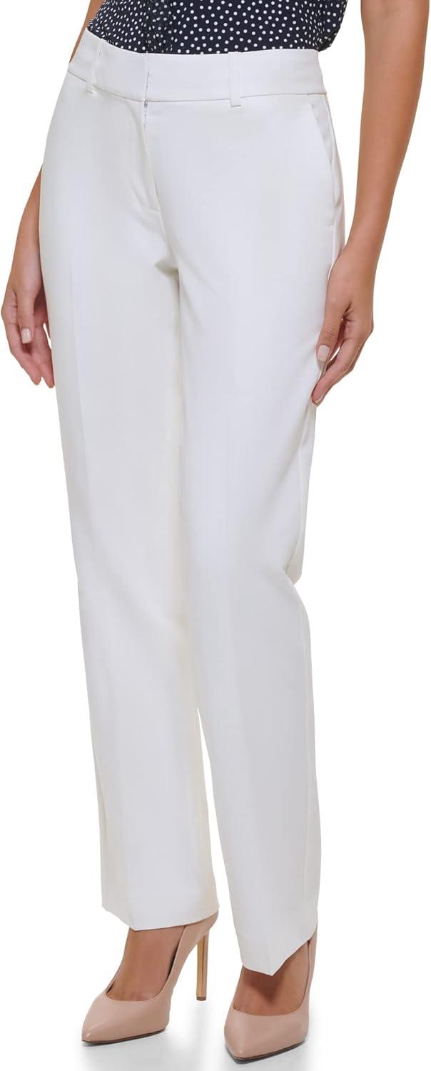 imageTommy Hilfiger Womens High Rise Houndstooth Ankle Casual Trouser PantsIvory