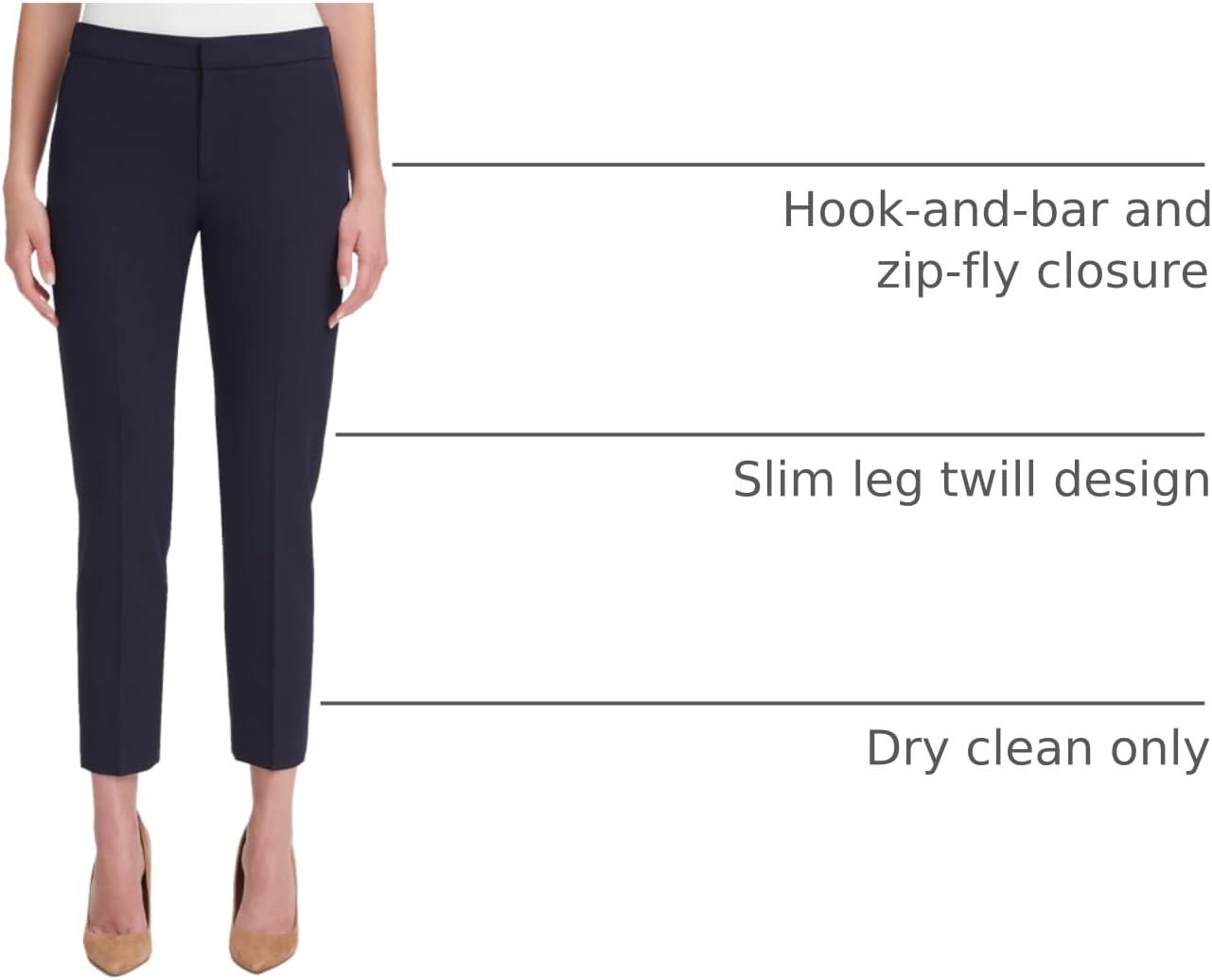 imageTommy Hilfiger Womens High Rise Houndstooth Ankle Casual Trouser PantsMidnight