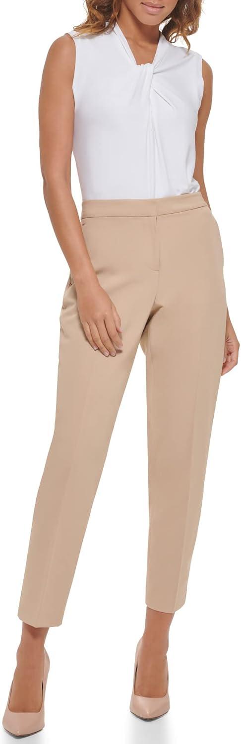 imageTommy Hilfiger Womens High Rise Houndstooth Ankle Casual Trouser PantsSand