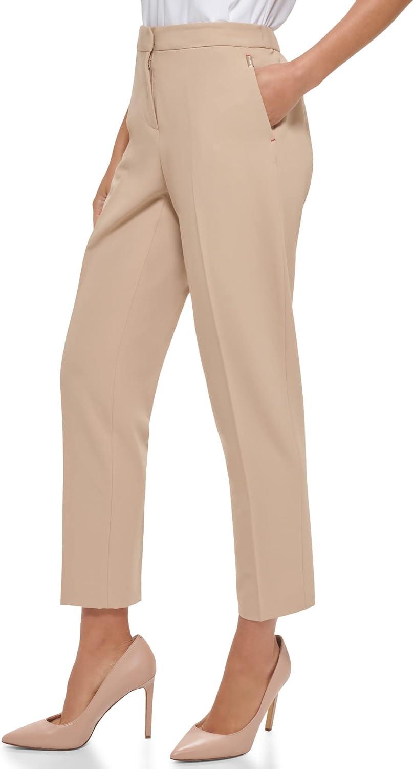 imageTommy Hilfiger Womens High Rise Houndstooth Ankle Casual Trouser PantsSand
