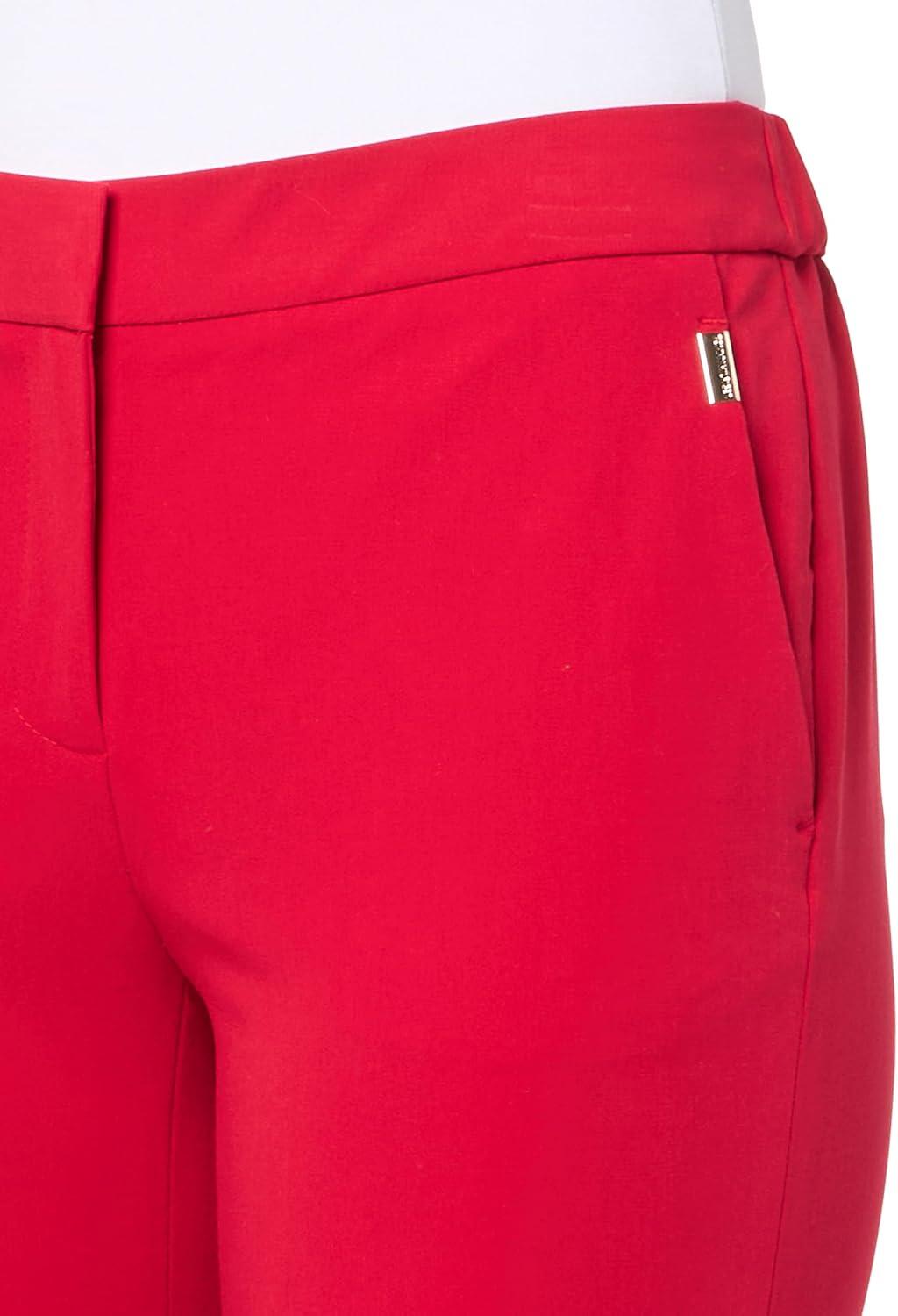 imageTommy Hilfiger Womens High Rise Houndstooth Ankle Casual Trouser PantsScarlet