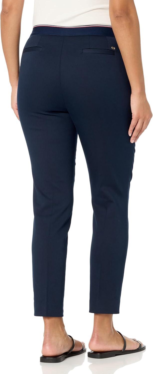 imageTommy Hilfiger Womens High Rise Houndstooth Ankle Casual Trouser PantsSky Captain