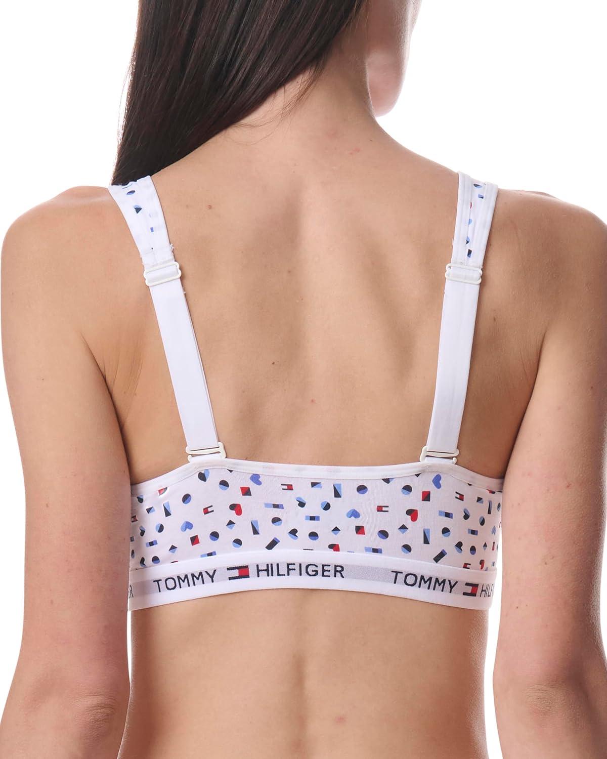 imageTommy Hilfiger Womens Light Lift Classic Cotton Bralette BraBright White W Flag
