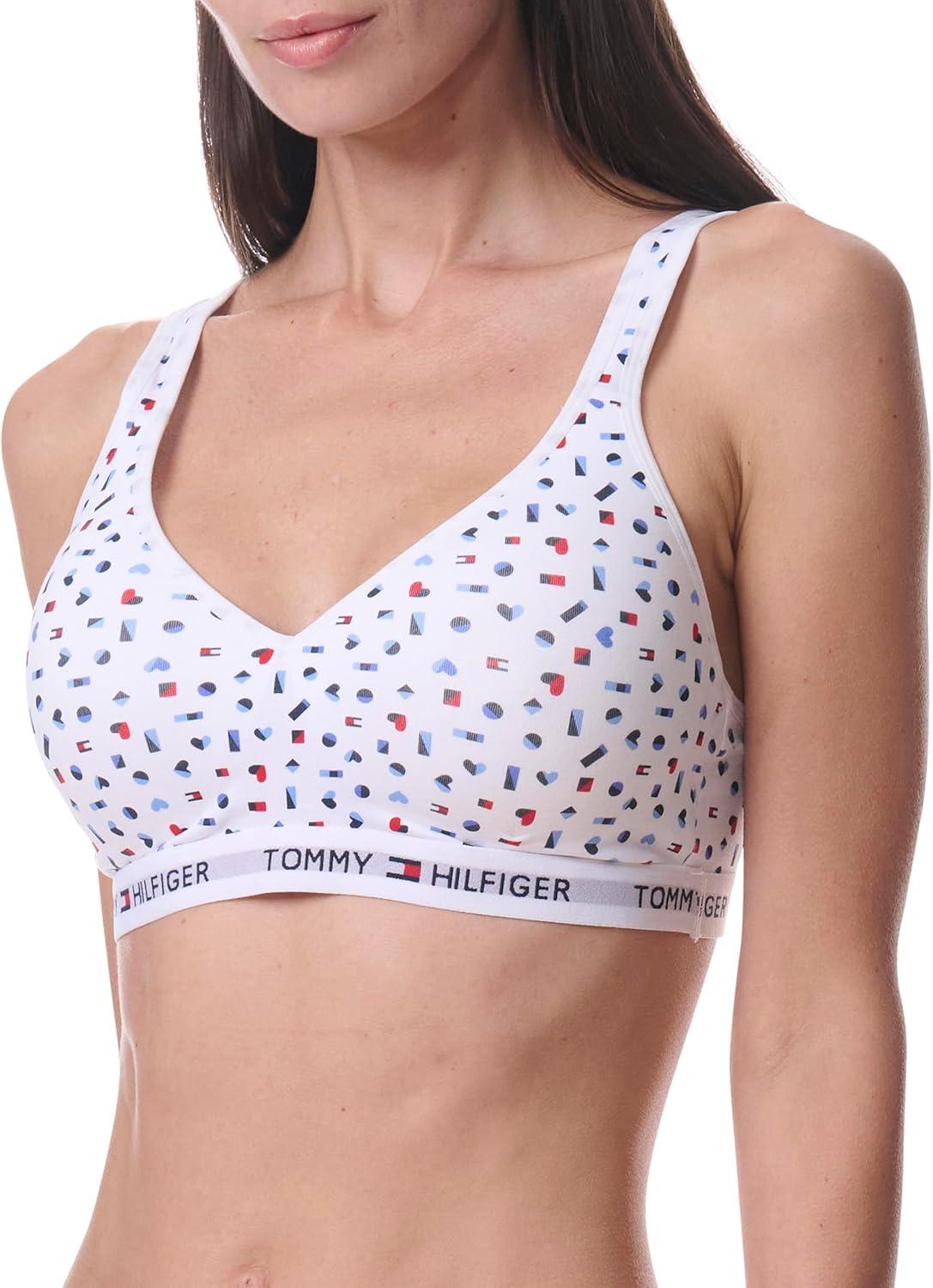imageTommy Hilfiger Womens Light Lift Classic Cotton Bralette BraBright White W Flag