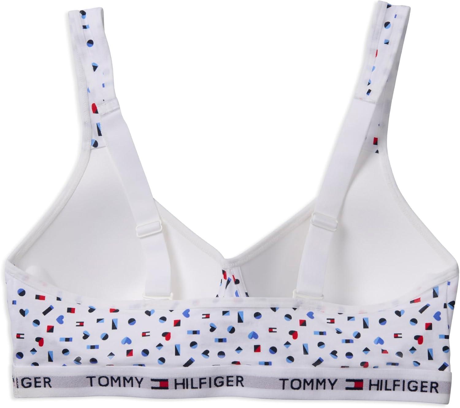 imageTommy Hilfiger Womens Light Lift Classic Cotton Bralette BraBright White W Flag