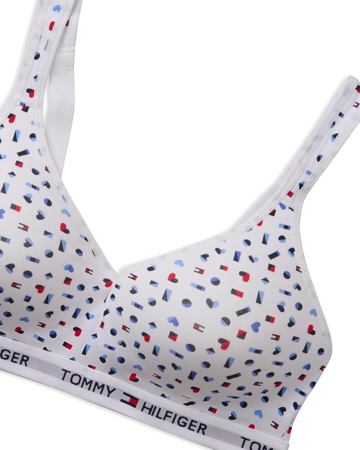 imageTommy Hilfiger Womens Light Lift Classic Cotton Bralette BraBright White W Flag